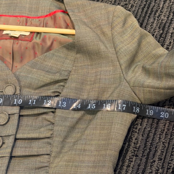 Vintage Y2K Aura Plaid Blazer Made in USA Ruched Tailored Jacket Size 4 - Picture 7 of 10